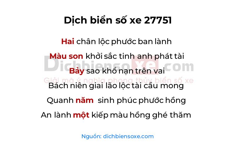 Dịch thơ biển số 27751