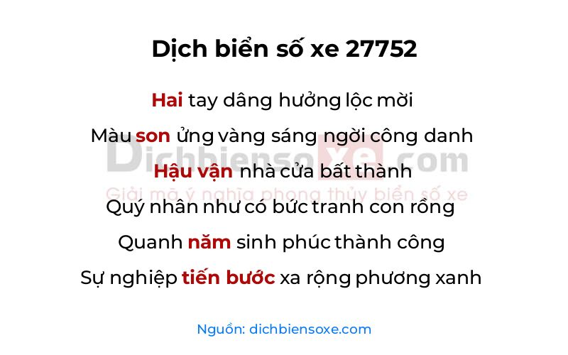 Dịch thơ biển số 27752