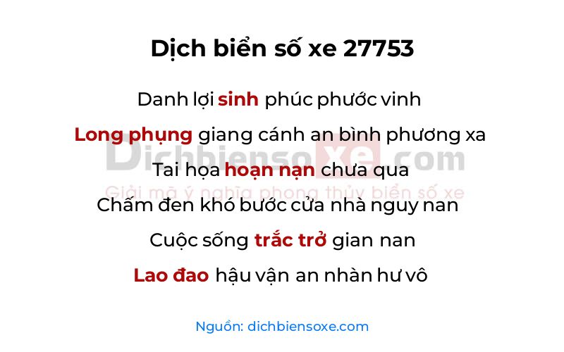 Dịch thơ biển số 27753