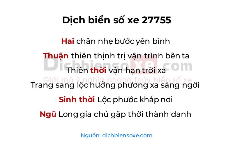 Dịch thơ biển số 27755
