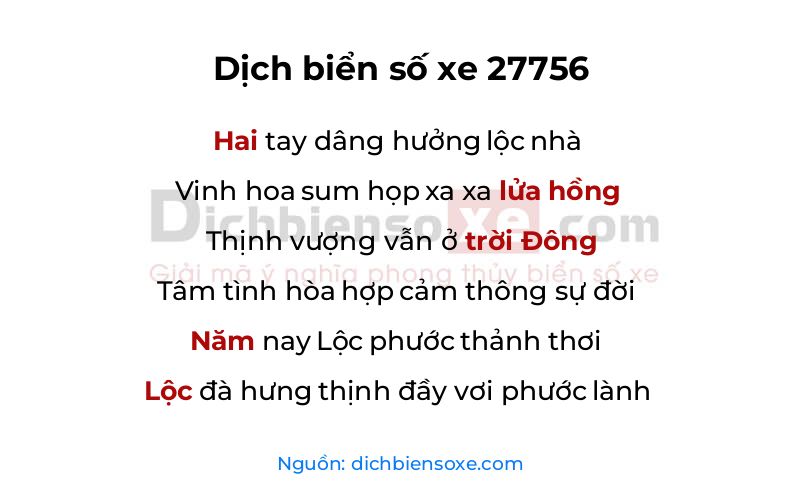 Dịch thơ biển số 27756