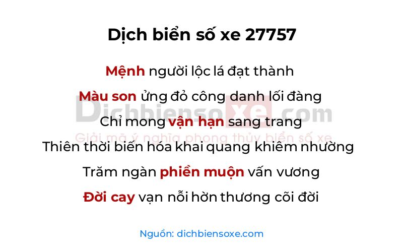 Dịch thơ biển số 27757