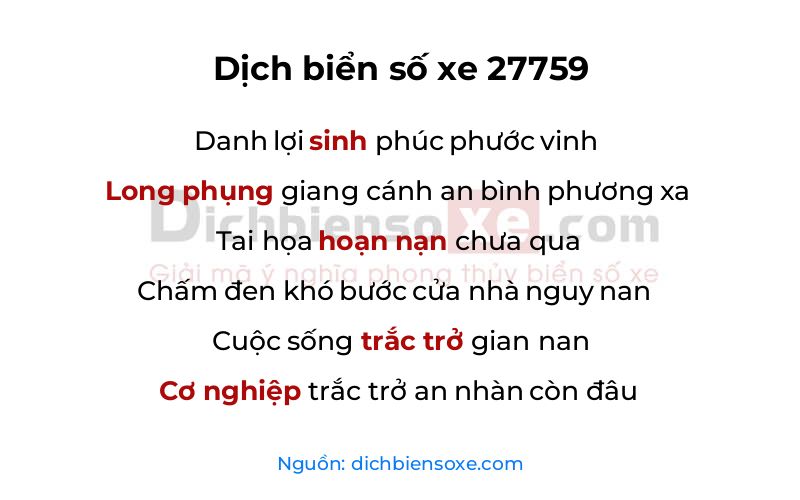 Dịch thơ biển số 27759