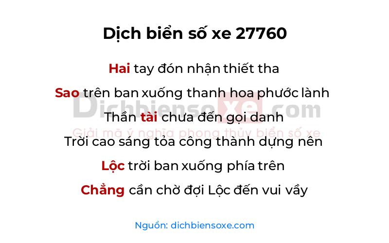 Dịch thơ biển số 27760