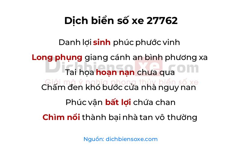 Dịch thơ biển số 27762