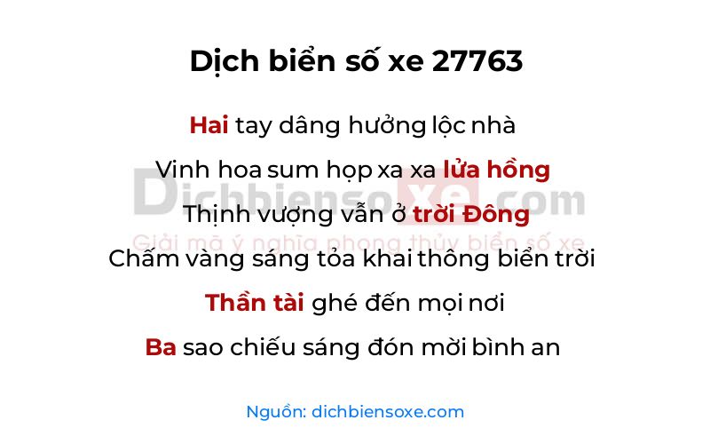 Dịch thơ biển số 27763