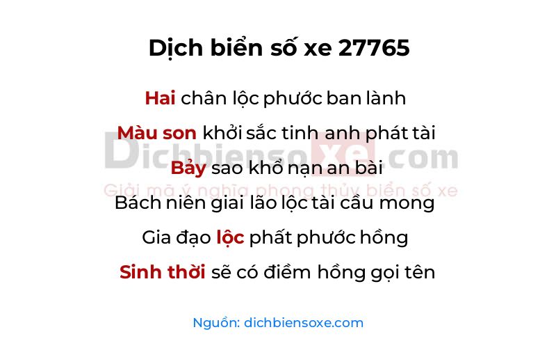 Dịch thơ biển số 27765