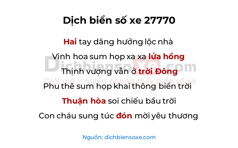 Dịch thơ biển số 27770