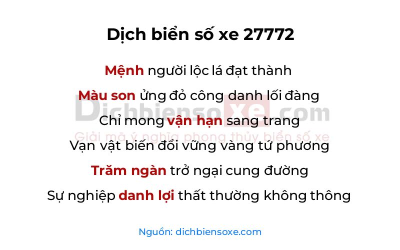 Dịch thơ biển số 27772