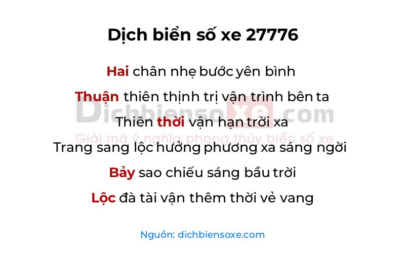 Dịch thơ biển số 27776