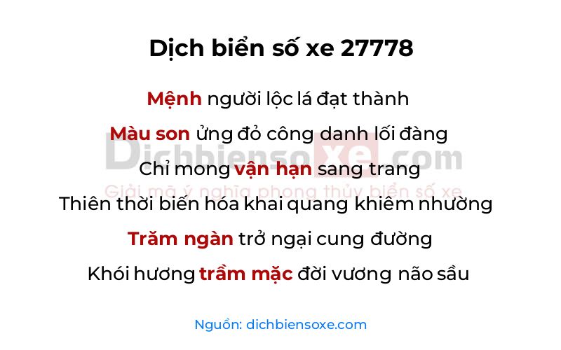 Dịch thơ biển số 27778
