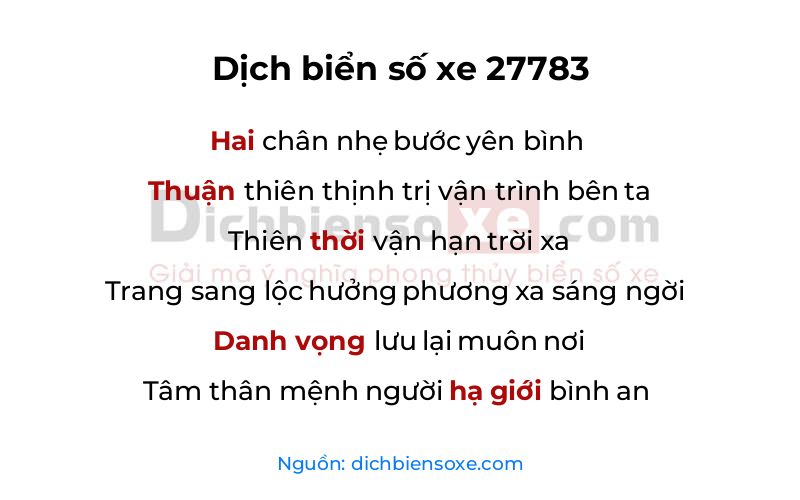 Dịch thơ biển số 27783