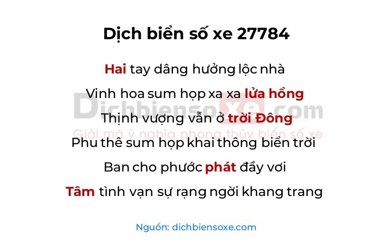 Dịch thơ biển số 27784