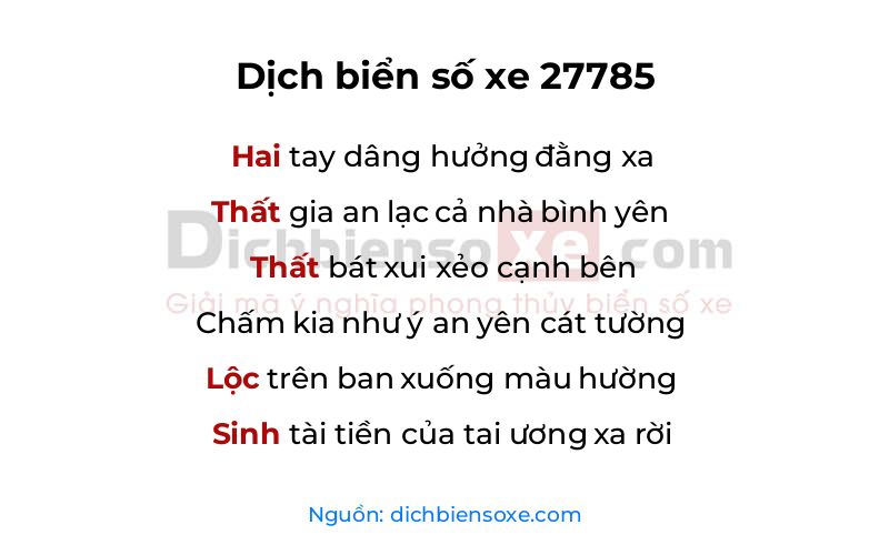 Dịch thơ biển số 27785