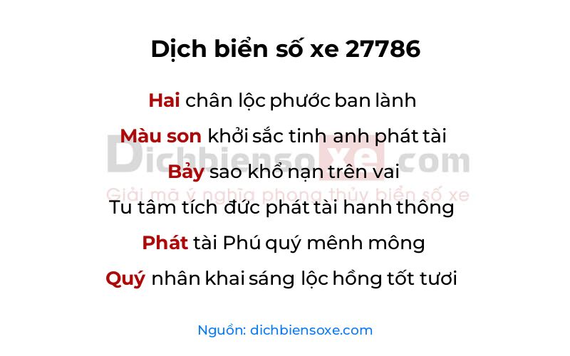 Dịch thơ biển số 27786