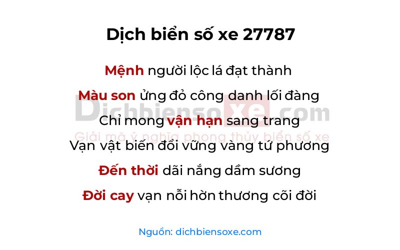 Dịch thơ biển số 27787