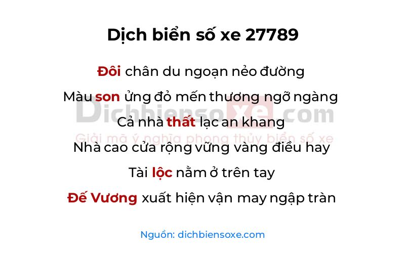 Dịch thơ biển số 27789