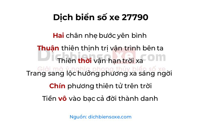 Dịch thơ biển số 27790