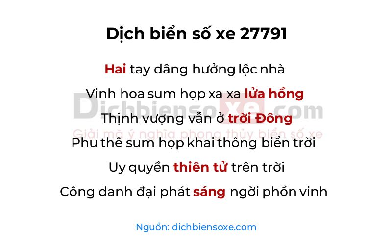 Dịch thơ biển số 27791