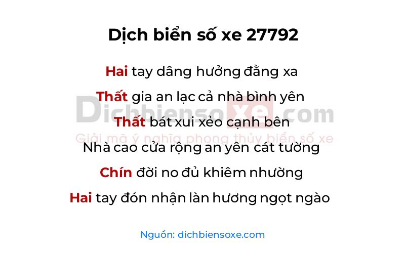 Dịch thơ biển số 27792
