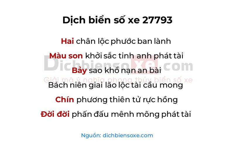 Dịch thơ biển số 27793