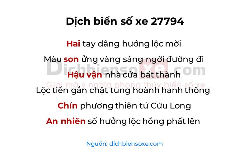 Dịch thơ biển số 27794