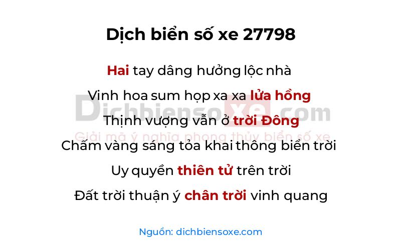 Dịch thơ biển số 27798