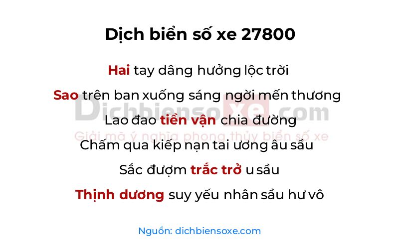 Dịch thơ biển số 27800