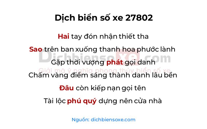 Dịch thơ biển số 27802