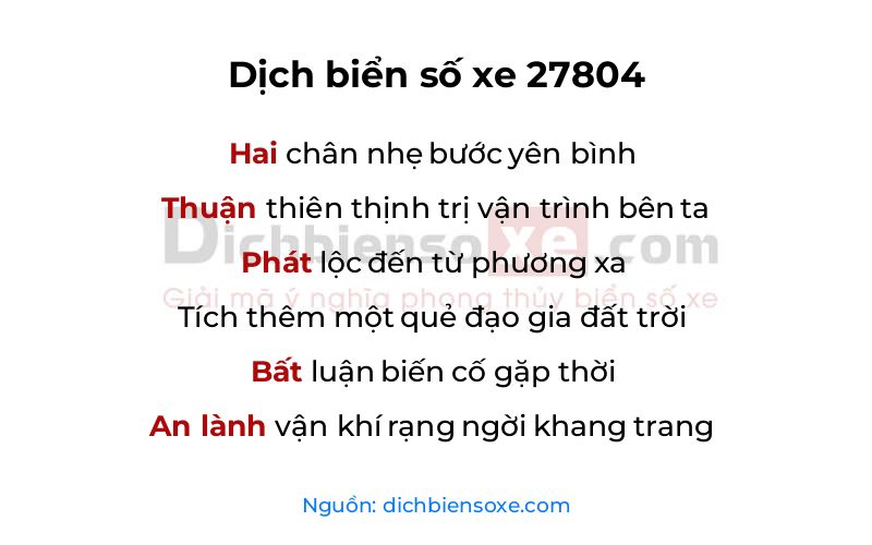 Dịch thơ biển số 27804