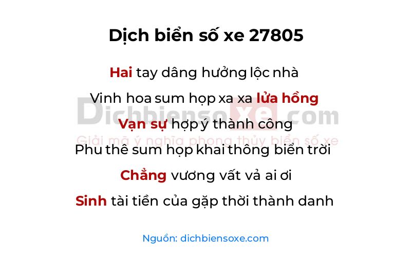 Dịch thơ biển số 27805
