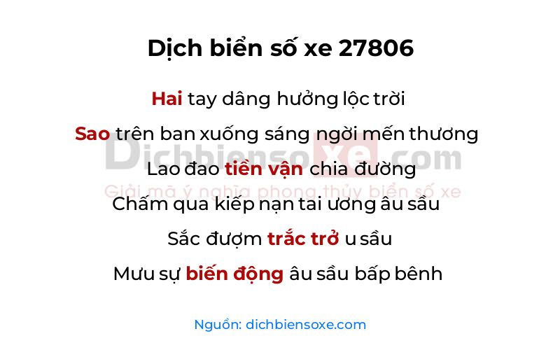 Dịch thơ biển số 27806