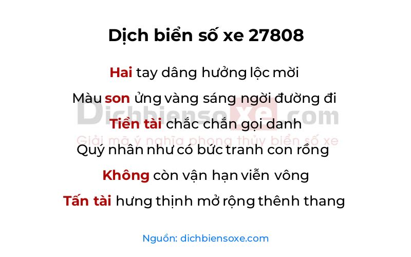 Dịch thơ biển số 27808