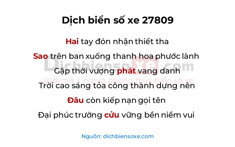 Dịch thơ biển số 27809