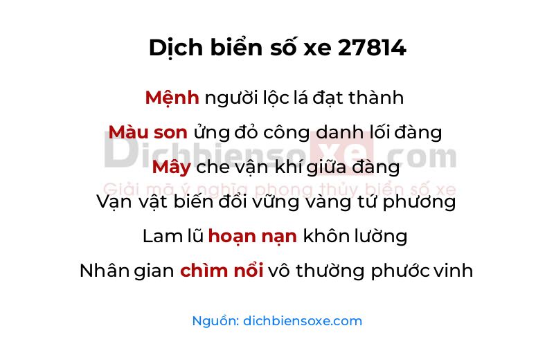 Dịch thơ biển số 27814