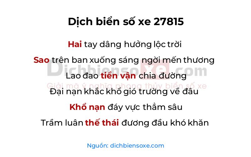 Dịch thơ biển số 27815