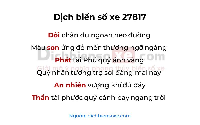 Dịch thơ biển số 27817