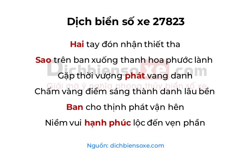 Dịch thơ biển số 27823