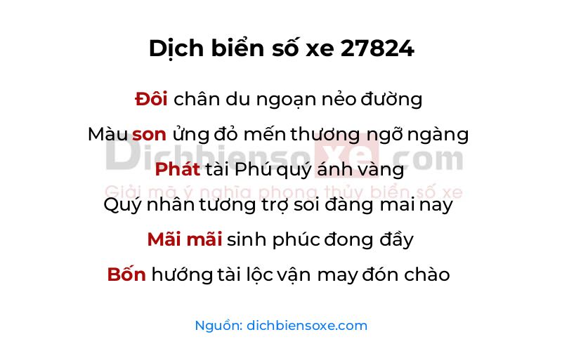 Dịch thơ biển số 27824