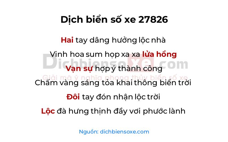 Dịch thơ biển số 27826