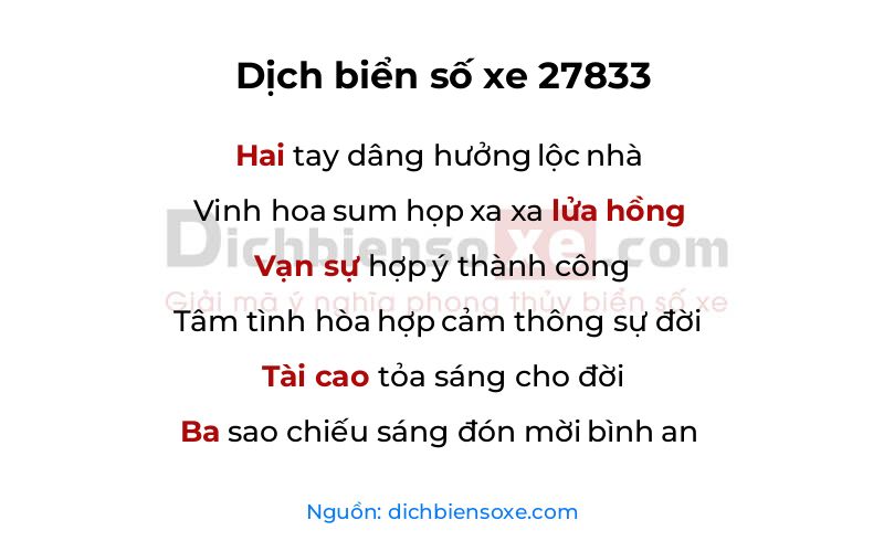 Dịch thơ biển số 27833