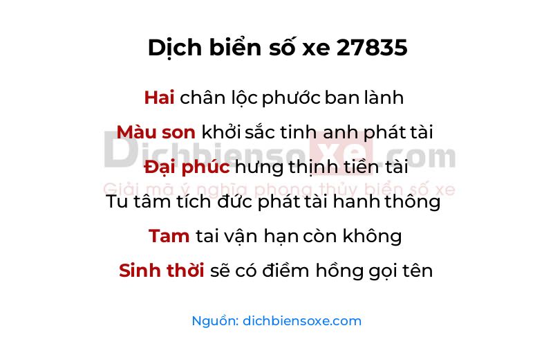 Dịch thơ biển số 27835