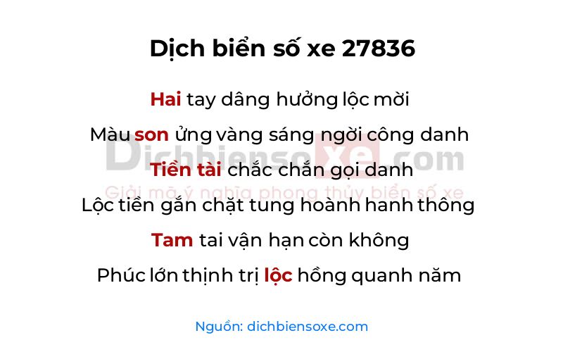 Dịch thơ biển số 27836