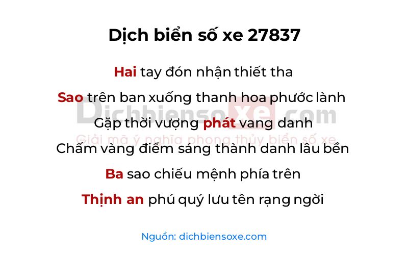 Dịch thơ biển số 27837