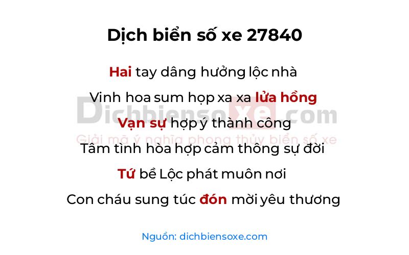 Dịch thơ biển số 27840