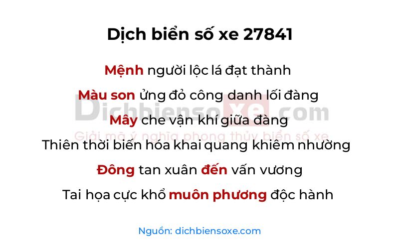 Dịch thơ biển số 27841