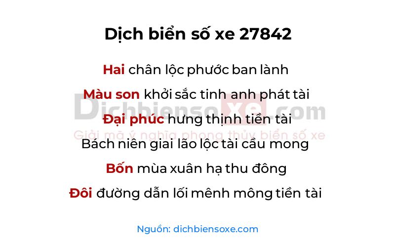 Dịch thơ biển số 27842