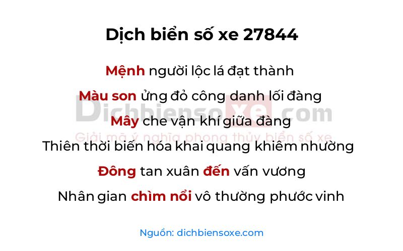 Dịch thơ biển số 27844