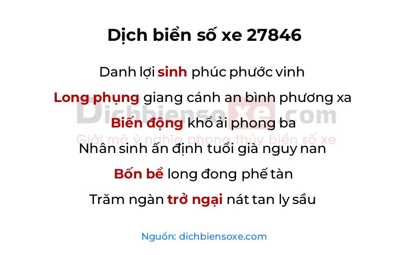 Dịch thơ biển số 27846