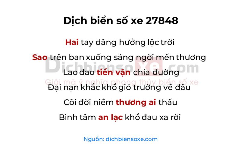 Dịch thơ biển số 27848